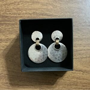 Hammered Two-Toned Double Hoop Earrings